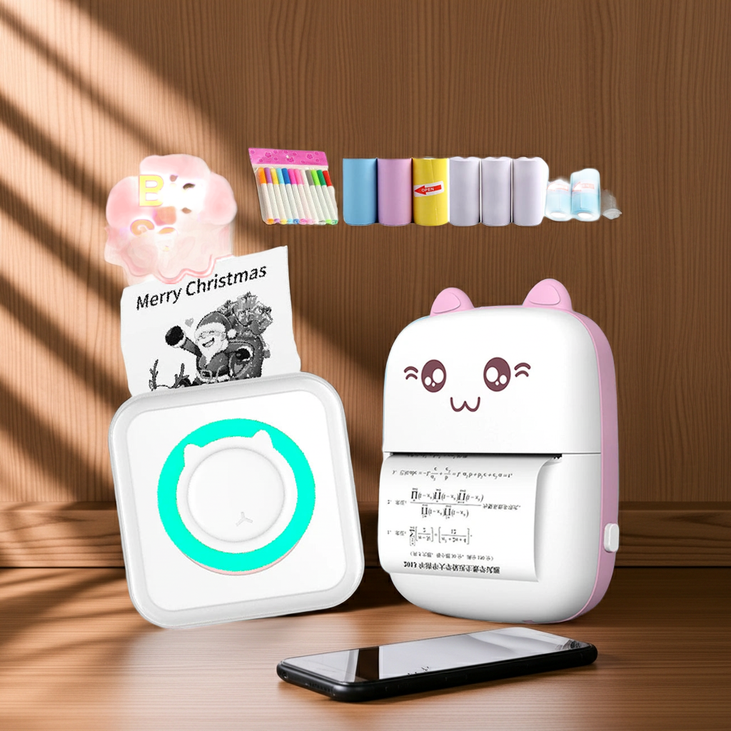 Mini Portable Thermal Printer – Wireless Bluetooth & USB, 203dpi for Labels, Photos, and Receipts