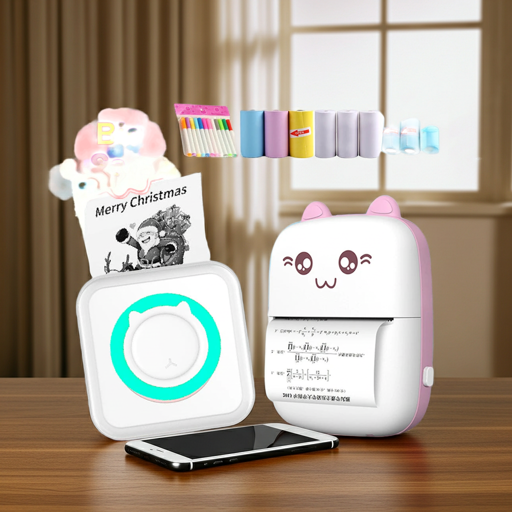 Mini Portable Thermal Printer – Wireless Bluetooth & USB, 203dpi for Labels, Photos, and Receipts