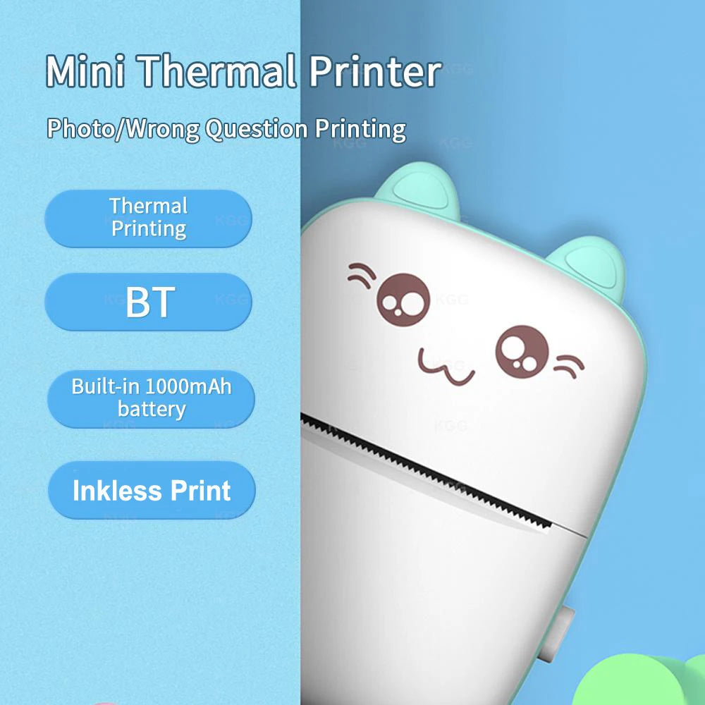 Mini Portable Thermal Printer – Wireless Bluetooth & USB, 203dpi for Labels, Photos, and Receipts
