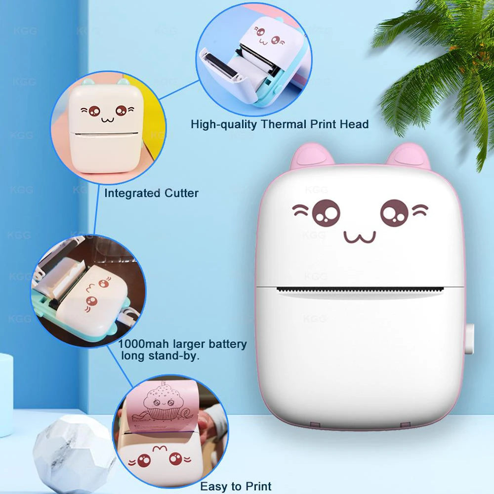 Mini Portable Thermal Printer – Wireless Bluetooth & USB, 203dpi for Labels, Photos, and Receipts
